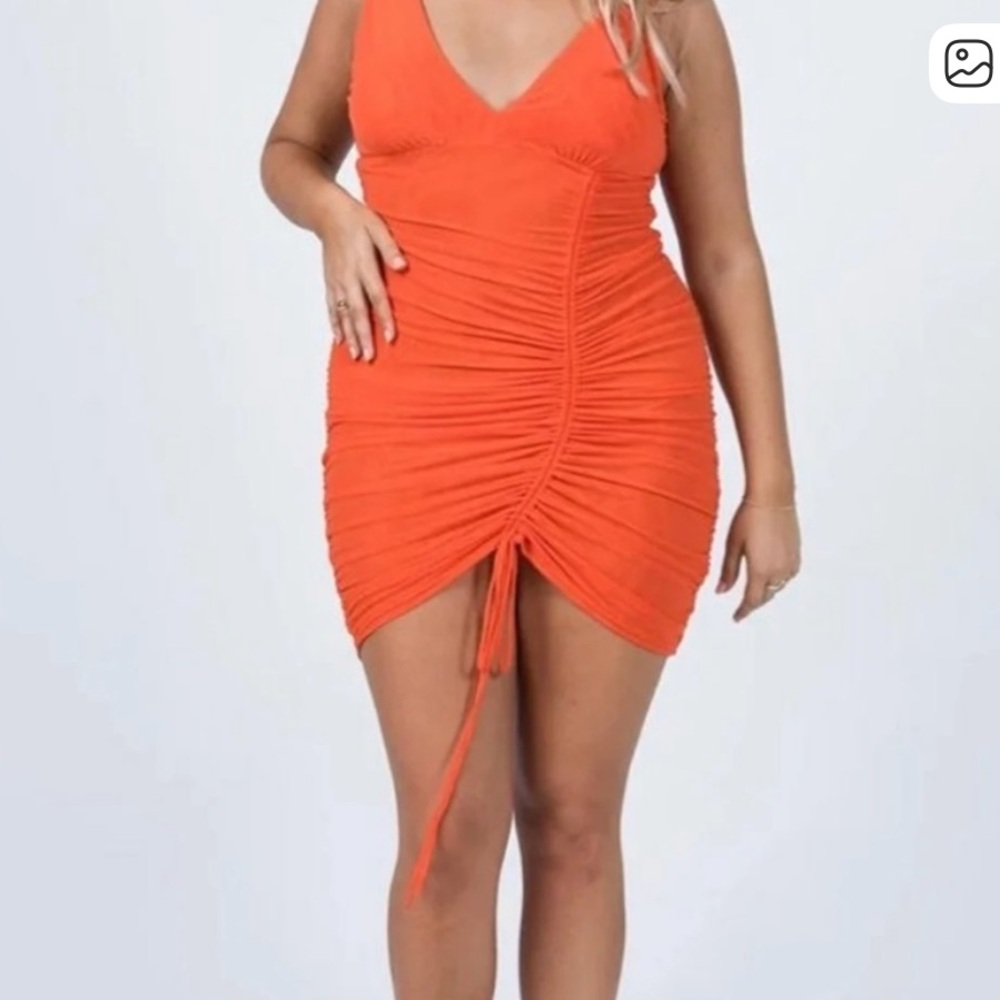 Princess Polly Bright Orange Ruched Mini Dress